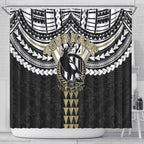 Personalized Collingwood Magpies Shower Curtain Polynesian Tribal Pattern Heritage Football