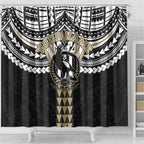 Personalized Collingwood Magpies Shower Curtain Polynesian Tribal Pattern Heritage Football