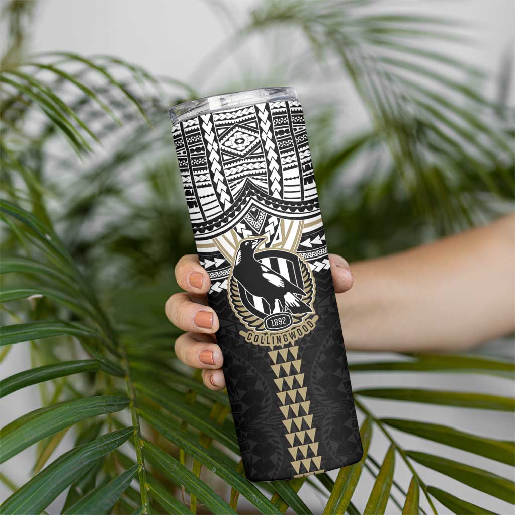 Personalized Collingwood Magpies Skinny Tumbler Polynesian Tribal Pattern Heritage Football