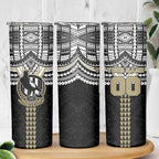 Personalized Collingwood Magpies Skinny Tumbler Polynesian Tribal Pattern Heritage Football