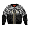 Personalized Collingwood Magpies Sleeve Zip Bomber Jacket Polynesian Tribal Pattern Heritage Football