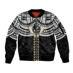 Personalized Collingwood Magpies Sleeve Zip Bomber Jacket Polynesian Tribal Pattern Heritage Football