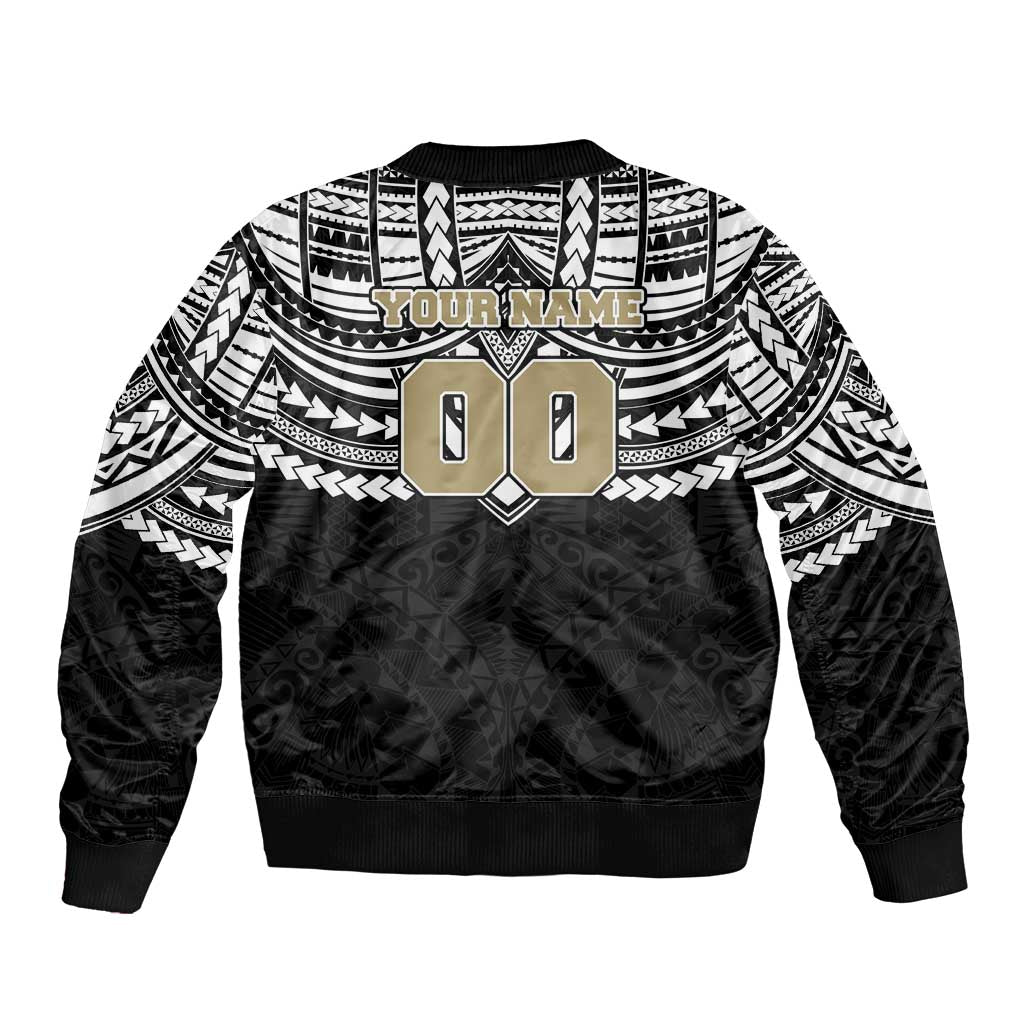 Personalized Collingwood Magpies Sleeve Zip Bomber Jacket Polynesian Tribal Pattern Heritage Football