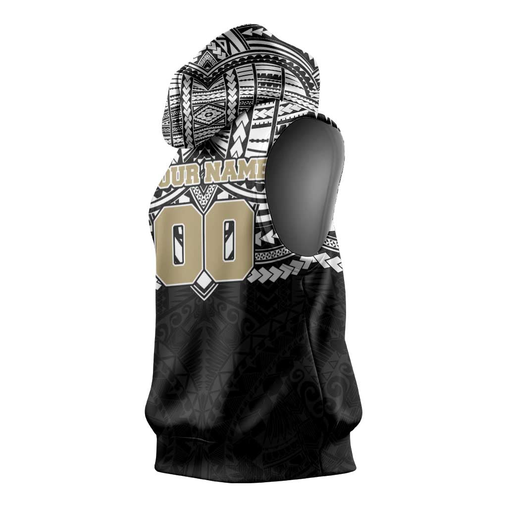 Personalized Collingwood Magpies Sleeveless Hoodie Polynesian Tribal Pattern Heritage Football