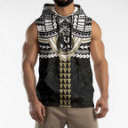 Personalized Collingwood Magpies Sleeveless Hoodie Polynesian Tribal Pattern Heritage Football
