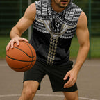 Personalized Collingwood Magpies Sleeveless Hoodie Polynesian Tribal Pattern Heritage Football