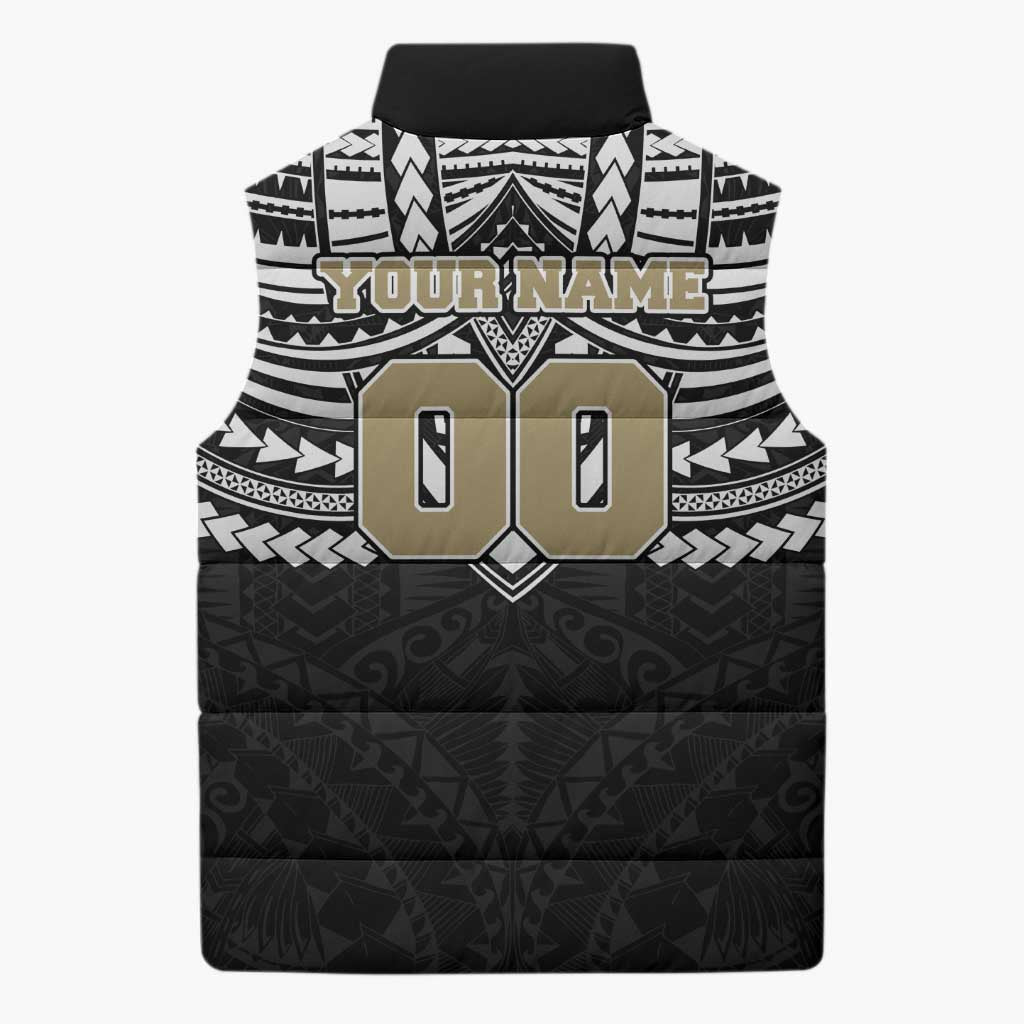 Personalized Collingwood Magpies Sleeveless Puffer Jacket Polynesian Tribal Pattern Heritage Football