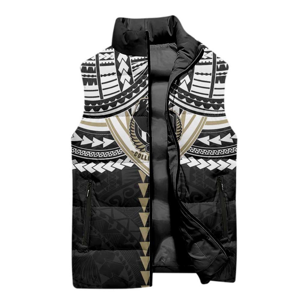 Personalized Collingwood Magpies Sleeveless Puffer Jacket Polynesian Tribal Pattern Heritage Football