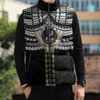 Personalized Collingwood Magpies Sleeveless Puffer Jacket Polynesian Tribal Pattern Heritage Football