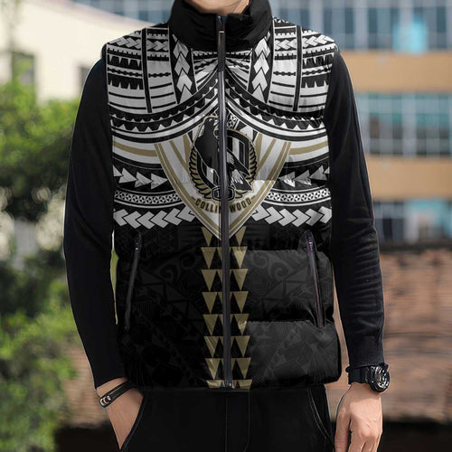 Personalized Collingwood Magpies Sleeveless Puffer Jacket Polynesian Tribal Pattern Heritage Football