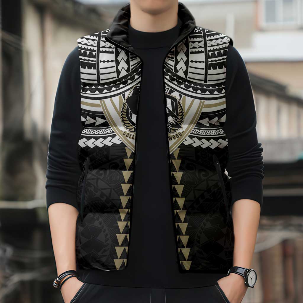 Personalized Collingwood Magpies Sleeveless Puffer Jacket Polynesian Tribal Pattern Heritage Football