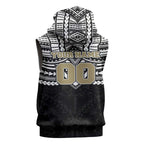 Personalized Collingwood Magpies Sleeveless Zip Hoodie Polynesian Tribal Pattern Heritage Football
