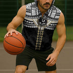 Personalized Collingwood Magpies Sleeveless Zip Hoodie Polynesian Tribal Pattern Heritage Football
