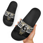 Personalized Collingwood Magpies Slide Sandals Polynesian Tribal Pattern Heritage Football