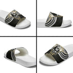 Personalized Collingwood Magpies Slide Sandals Polynesian Tribal Pattern Heritage Football