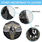 Personalized Collingwood Magpies Spare Tire Cover Polynesian Tribal Pattern Heritage Football