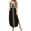 Personalized Collingwood Magpies Summer Maxi Dress Polynesian Tribal Pattern Heritage Football