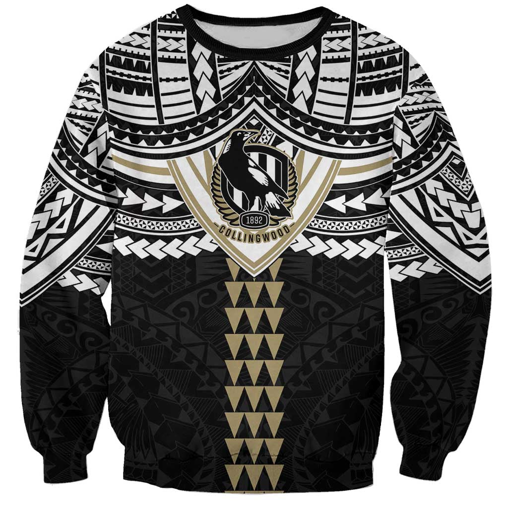 Personalized Collingwood Magpies Sweatshirt Polynesian Tribal Pattern Heritage Football