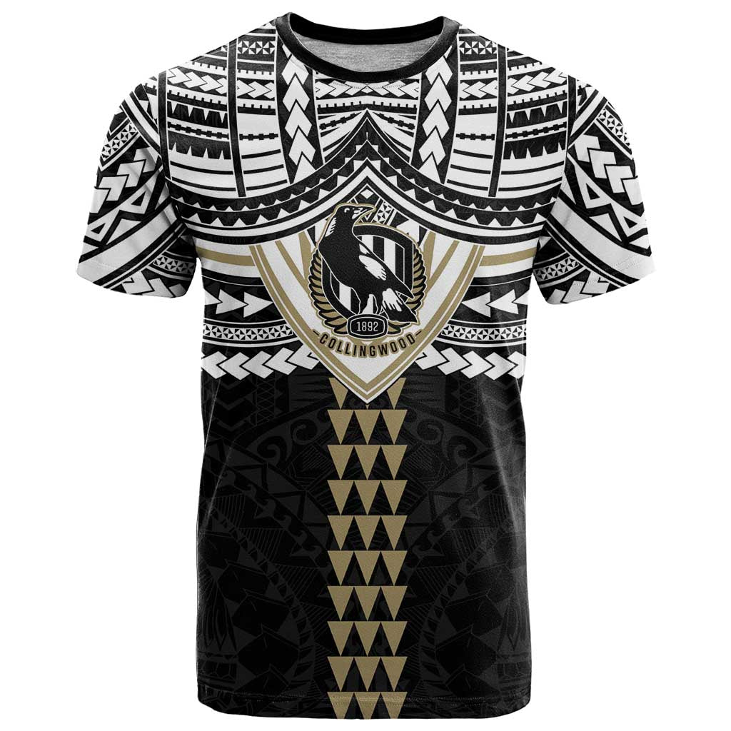 Personalized Collingwood Magpies T Shirt Polynesian Tribal Pattern Heritage Football
