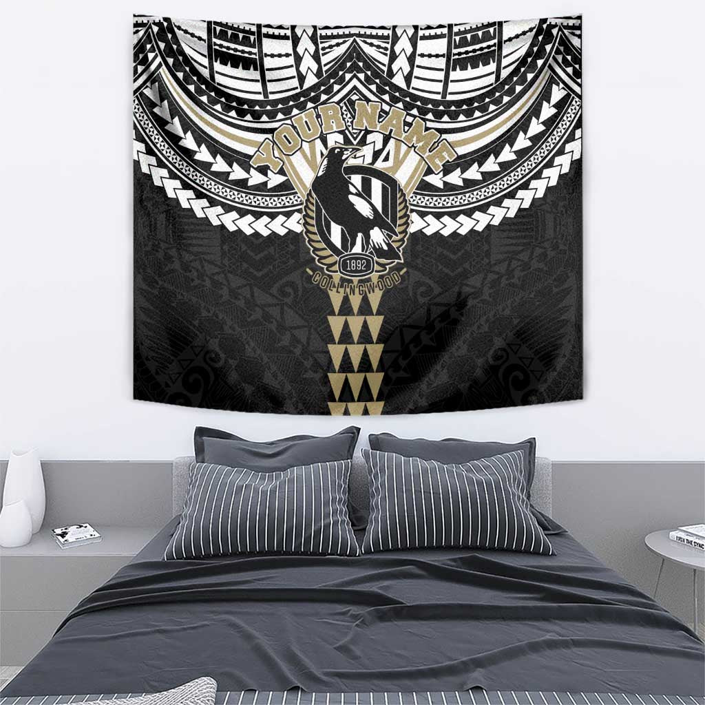 Personalized Collingwood Magpies Tapestry Polynesian Tribal Pattern Heritage Football