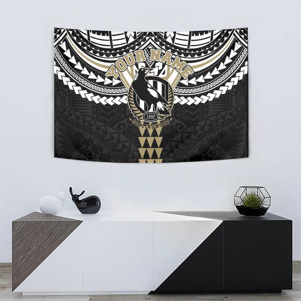 Personalized Collingwood Magpies Tapestry Polynesian Tribal Pattern Heritage Football