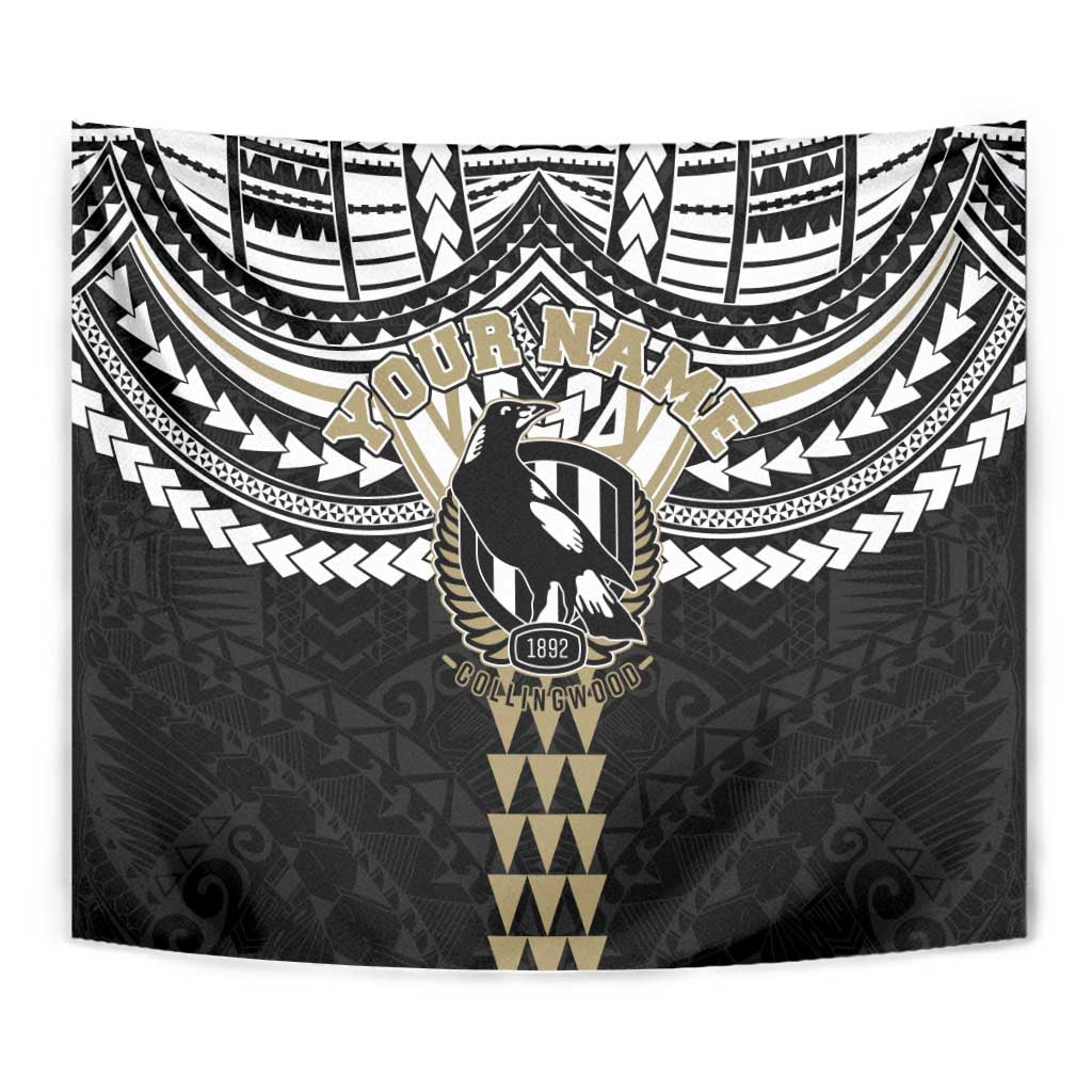 Personalized Collingwood Magpies Tapestry Polynesian Tribal Pattern Heritage Football