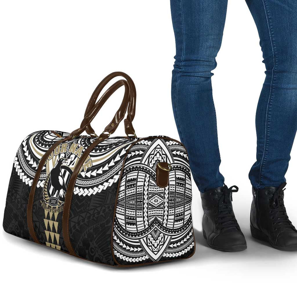 Personalized Collingwood Magpies Travel Bag Polynesian Tribal Pattern Heritage Football