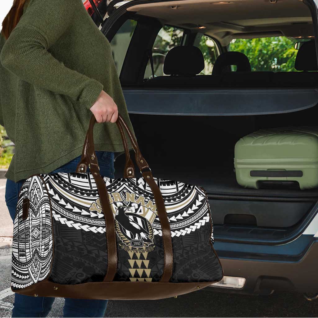 Personalized Collingwood Magpies Travel Bag Polynesian Tribal Pattern Heritage Football