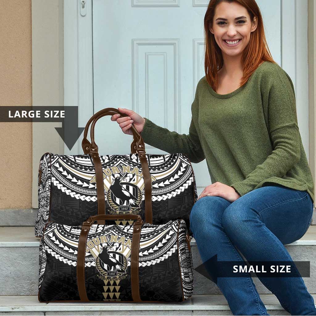 Personalized Collingwood Magpies Travel Bag Polynesian Tribal Pattern Heritage Football