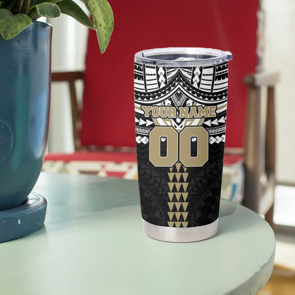 Personalized Collingwood Magpies Tumbler Cup Polynesian Tribal Pattern Heritage Football