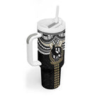 Personalized Collingwood Magpies Tumbler With Handle Polynesian Tribal Pattern Heritage Football