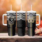 Personalized Collingwood Magpies Tumbler With Handle Polynesian Tribal Pattern Heritage Football