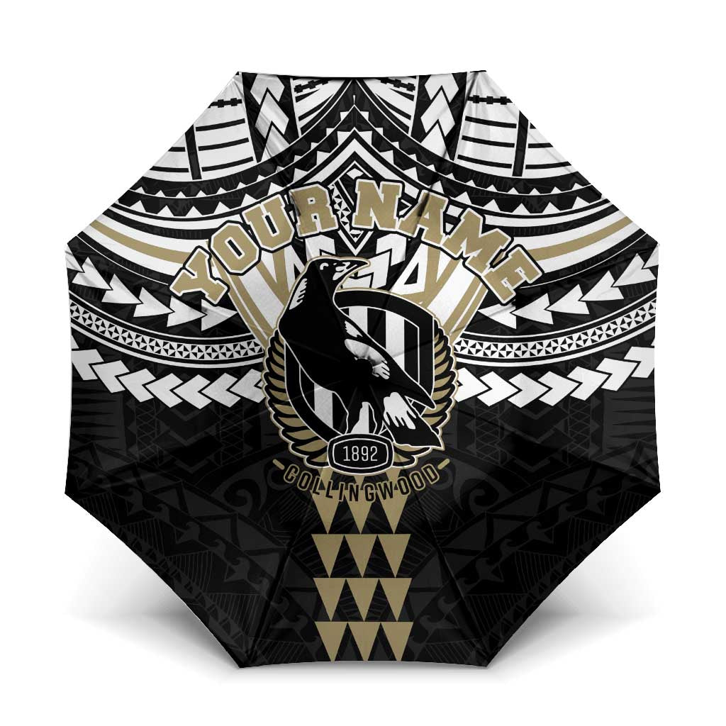 Personalized Collingwood Magpies Umbrella Polynesian Tribal Pattern Heritage Football
