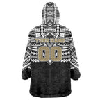 Personalized Collingwood Magpies Wearable Blanket Hoodie Polynesian Tribal Pattern Heritage Football