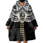 Personalized Collingwood Magpies Wearable Blanket Hoodie Polynesian Tribal Pattern Heritage Football