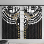 Personalized Collingwood Magpies Window Curtain Polynesian Tribal Pattern Heritage Football