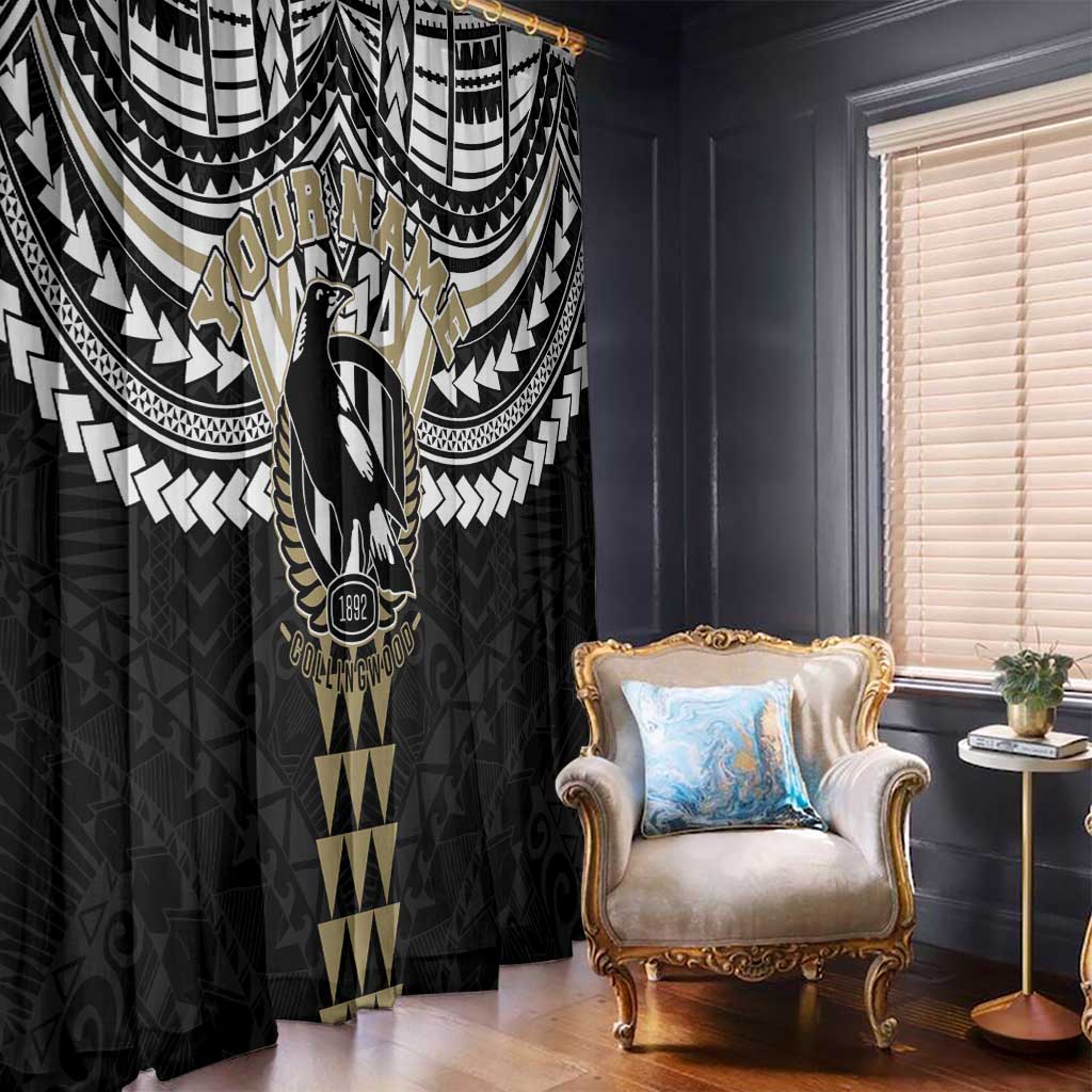 Personalized Collingwood Magpies Window Curtain Polynesian Tribal Pattern Heritage Football