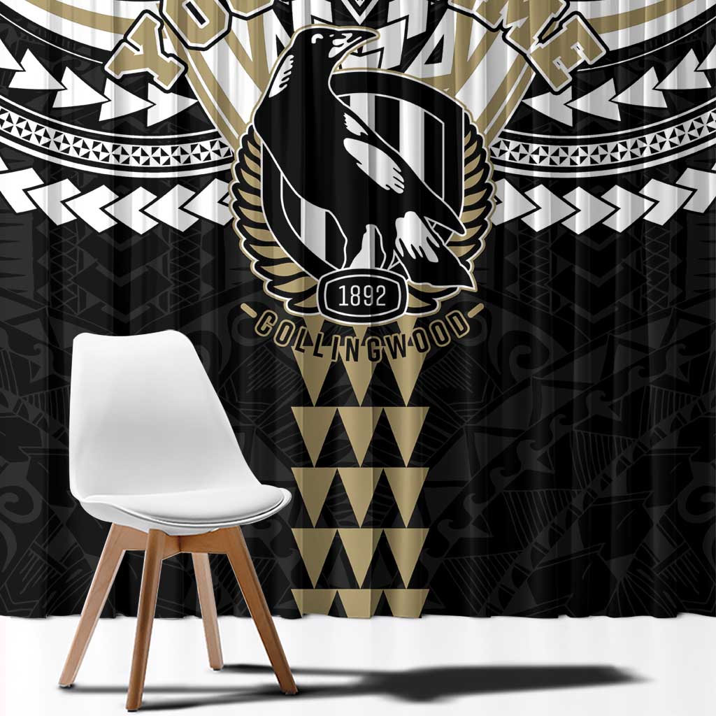 Personalized Collingwood Magpies Window Curtain Polynesian Tribal Pattern Heritage Football