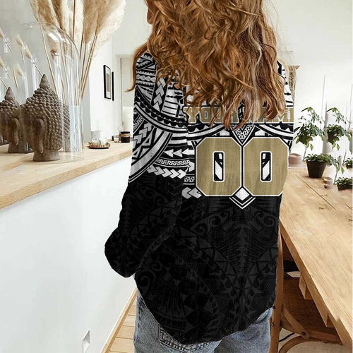 Personalized Collingwood Magpies Women Casual Shirt Polynesian Tribal Pattern Heritage Football