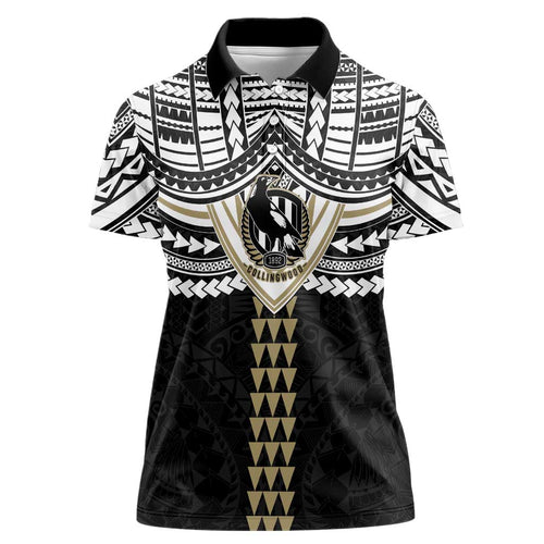 Personalized Collingwood Magpies Women Polo Shirt Polynesian Tribal Pattern Heritage Football