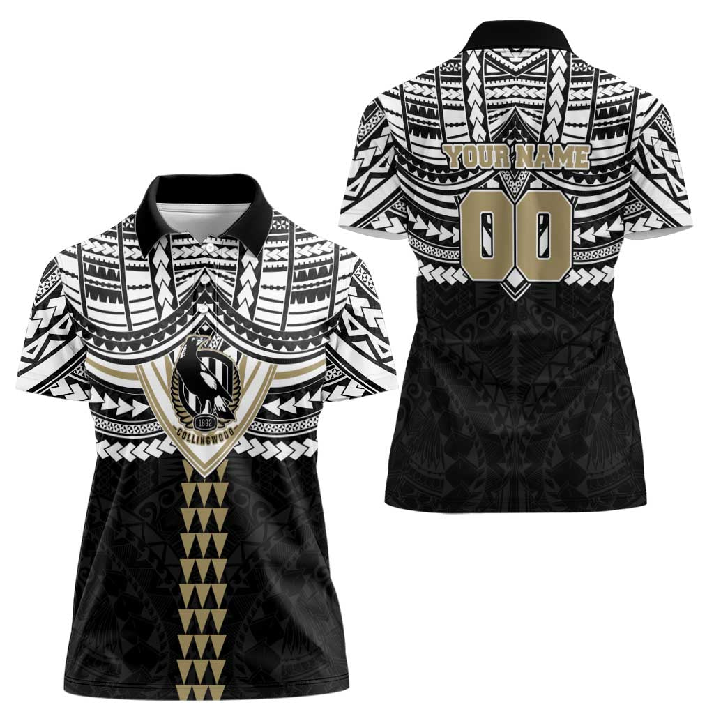 Personalized Collingwood Magpies Women Polo Shirt Polynesian Tribal Pattern Heritage Football