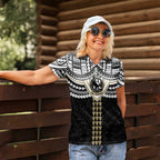 Personalized Collingwood Magpies Women Polo Shirt Polynesian Tribal Pattern Heritage Football