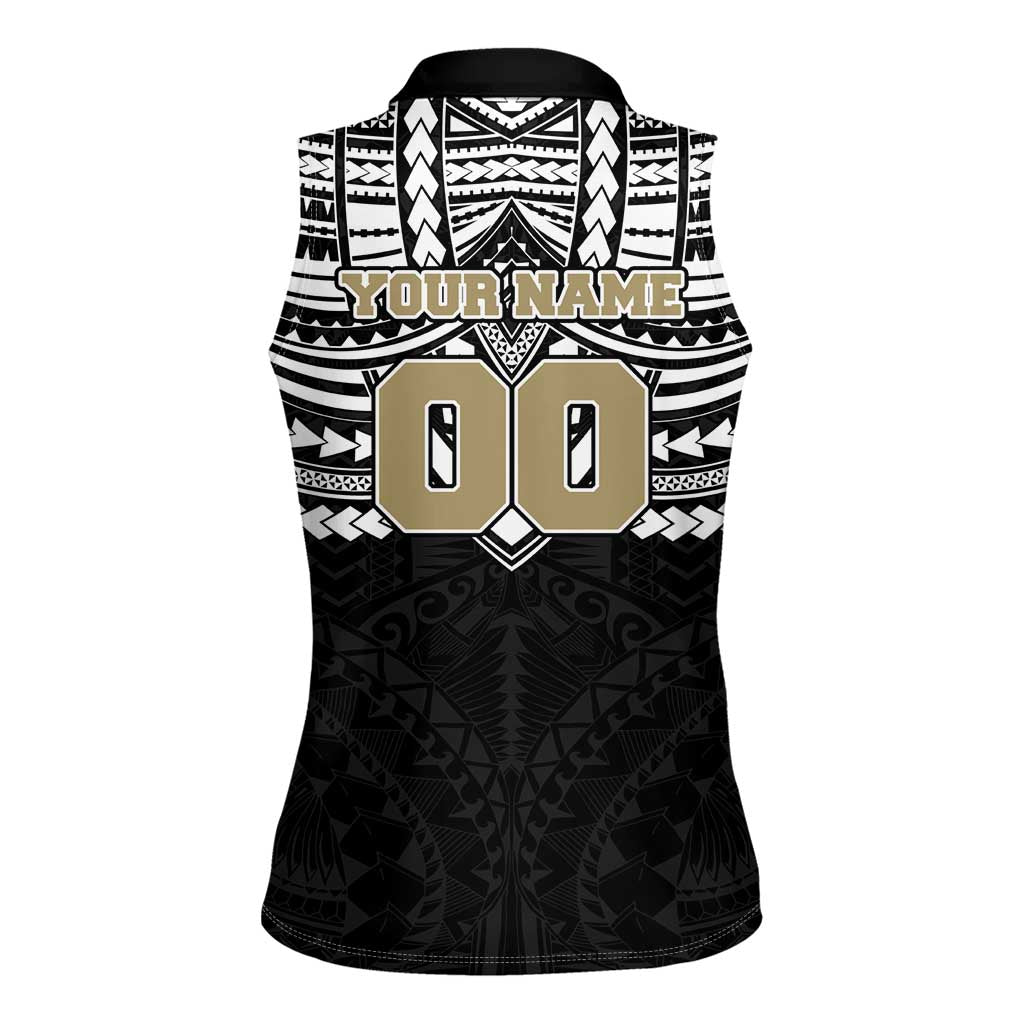 Personalized Collingwood Magpies Women Sleeveless Polo Shirt Polynesian Tribal Pattern Heritage Football