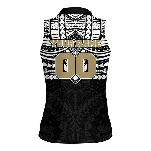 Personalized Collingwood Magpies Women Sleeveless Polo Shirt Polynesian Tribal Pattern Heritage Football