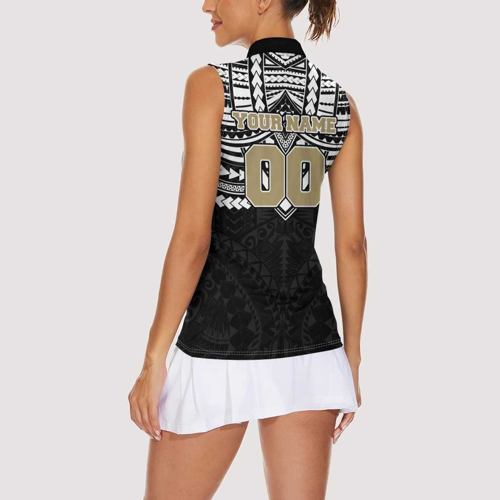 Personalized Collingwood Magpies Women Sleeveless Polo Shirt Polynesian Tribal Pattern Heritage Football