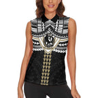 Personalized Collingwood Magpies Women Sleeveless Polo Shirt Polynesian Tribal Pattern Heritage Football