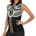 Personalized Collingwood Magpies Women Sleeveless Polo Shirt Polynesian Tribal Pattern Heritage Football