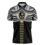 Personalized Collingwood Magpies Zipper Polo Shirt Polynesian Tribal Pattern Heritage Football