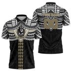 Personalized Collingwood Magpies Zipper Polo Shirt Polynesian Tribal Pattern Heritage Football