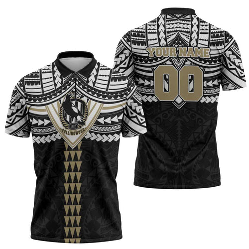 Personalized Collingwood Magpies Zipper Polo Shirt Polynesian Tribal Pattern Heritage Football
